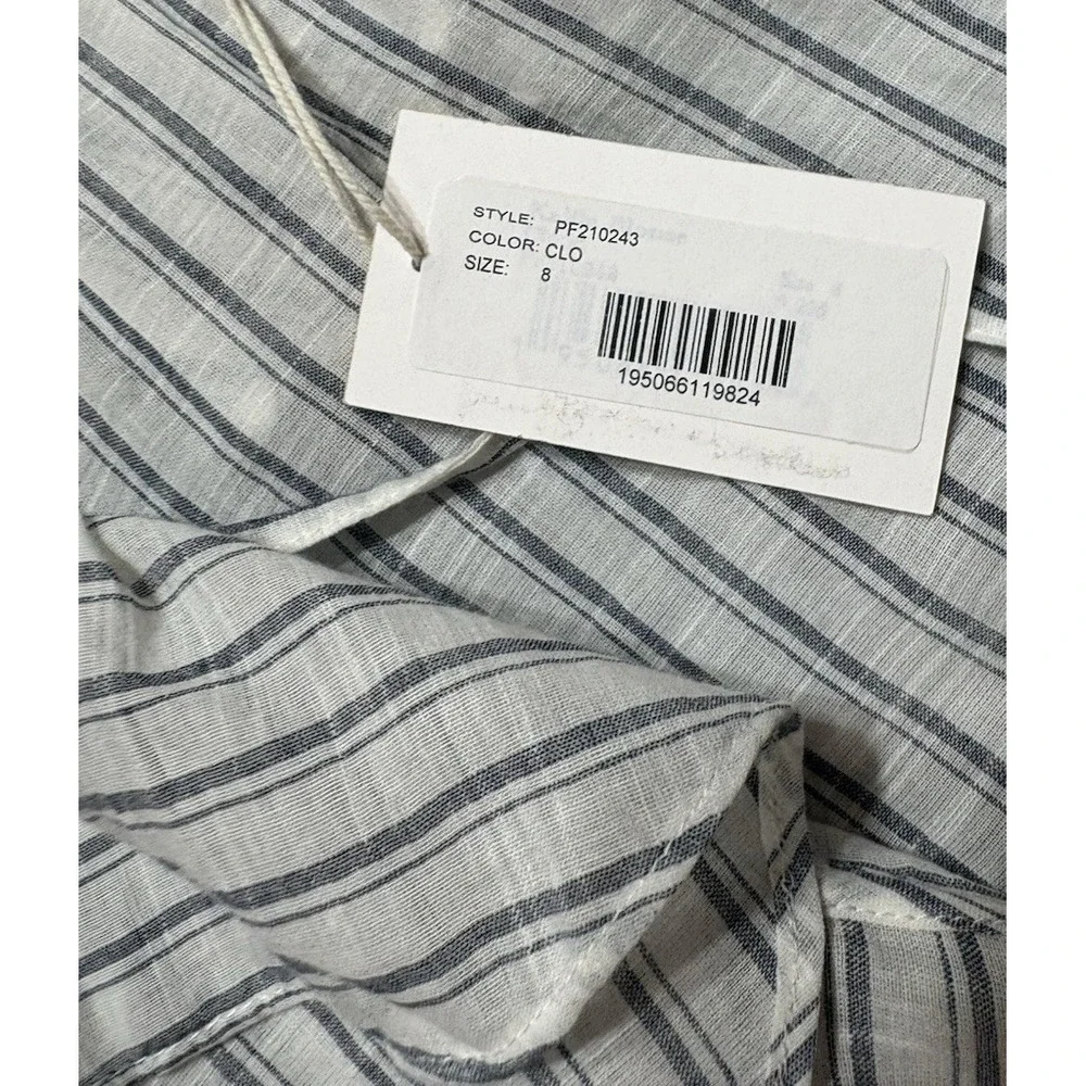 NEW Ulla Johnson Womens 8 Kalila Blouse Striped Cotton Ruffle Peplum Puff Sleeve